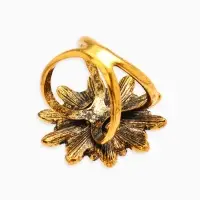 Кольцо для платка "Цветок Хризантема", цвет белый в чернёном золоте