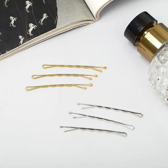 Невидимка для волос &laquo;Классика перламутр&raquo;, набор 20 шт., 5 см, золото, серебро