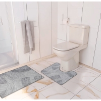Коврики для ванной и туалета Доляна &laquo;Тига&raquo;, 2 шт: 50&times;80 см, 50&times;40 см, форма МИКС