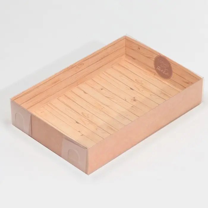 Кондитерская упаковка, коробка для макарун с PVC крышкой, &laquo;Крафт&raquo;, 18 х 12 х 3.5 см