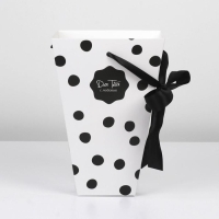 Коробка для цветов на лентах &laquo;Стильный горошек&raquo;, 17 х 25 х 9 см