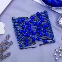 Зажим для волос "Жемчужная сетка" шарики, 9 см, синий Зажим для волос "Жемчужная сетка" шарики, 9 см, синий