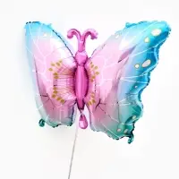 Воздушный шар фольгированный 32" &laquo;Бабочка&raquo; цвет голубой металлик