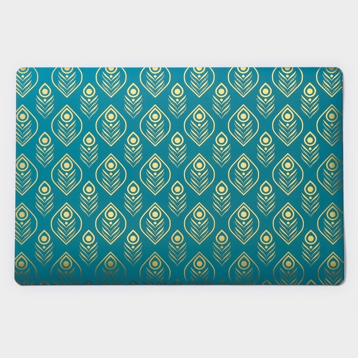 Салфетки сервировочные на стол Доляна &laquo;Перья&raquo;, 4 шт, 30&times;45 см, цвет бирюзовый