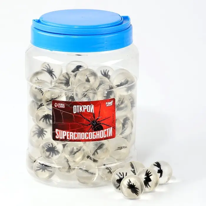 Мяч каучуковый, попрыгунчик &laquo;Открой superспособности&raquo;, в банке, 80 шт,цвета МИКС