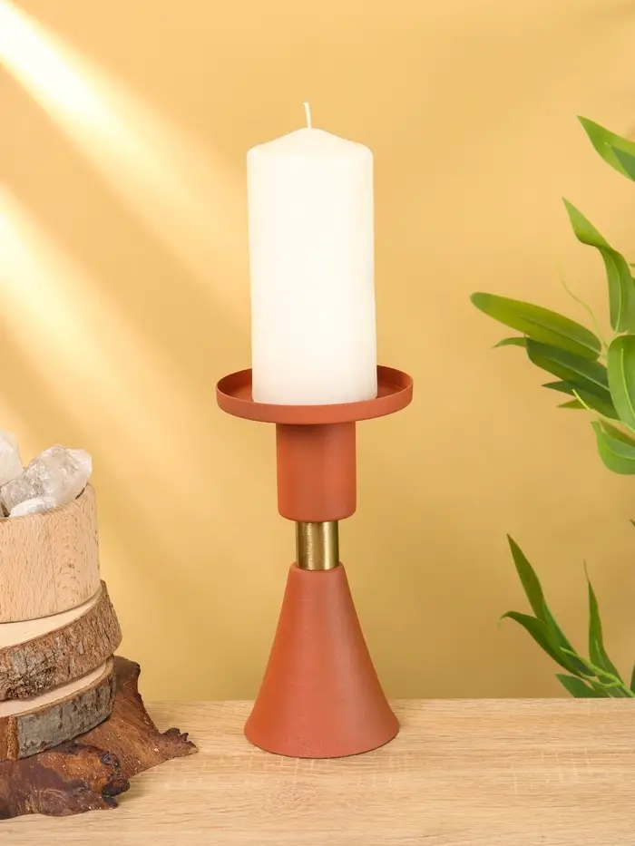 Подсвечник на 1 свечу текстурный "Терракотовый" 10,5х10,5х19,5 см