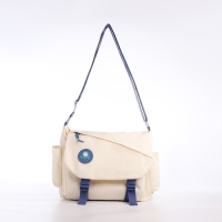 Сумка молодёжная на молнии, цвет молочный/синий Сумка молодёжная на молнии, цвет молочный/синий