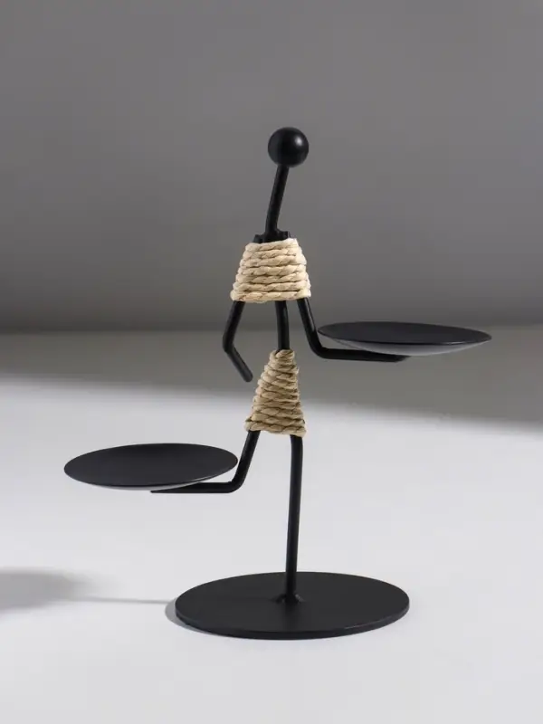 Подсвечник металл на 2 свечи "Абориген жонглёр" d=6 см 16х8х16 см