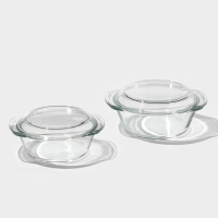 Набор кастрюль из жаропрочного стекла для запекания Доляна &laquo;Гратен&raquo;, 2 предмета: 1 л, 1,5 л, с крышками