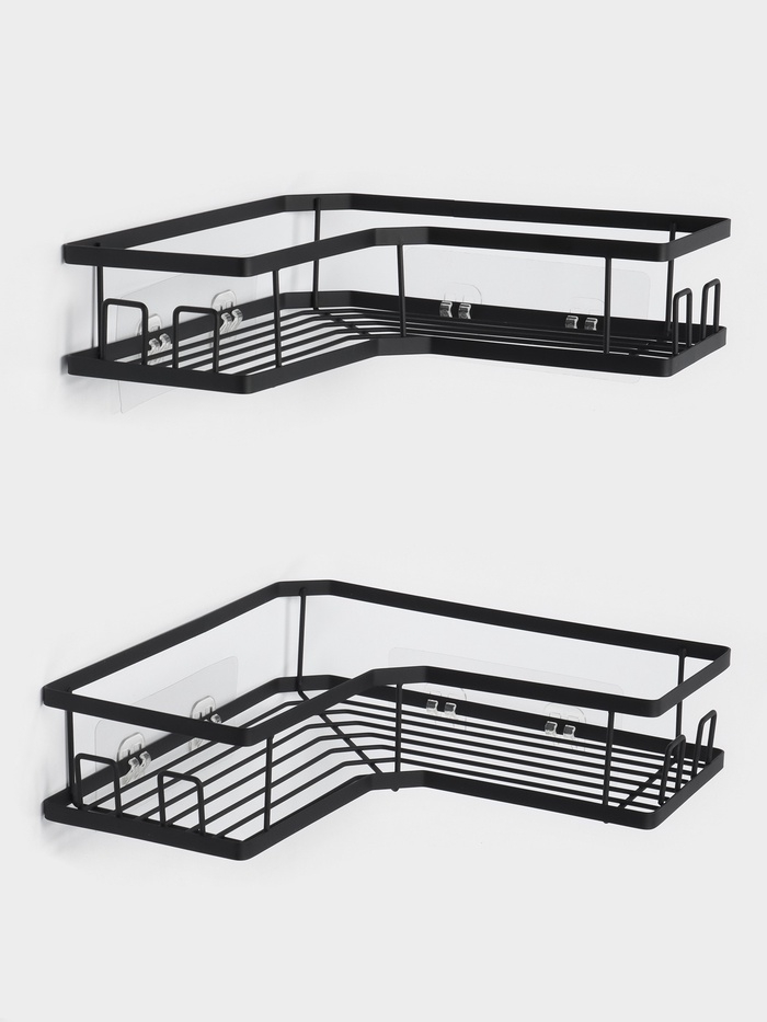 Набор угловых полок для ванной, 2 шт, цвет черный