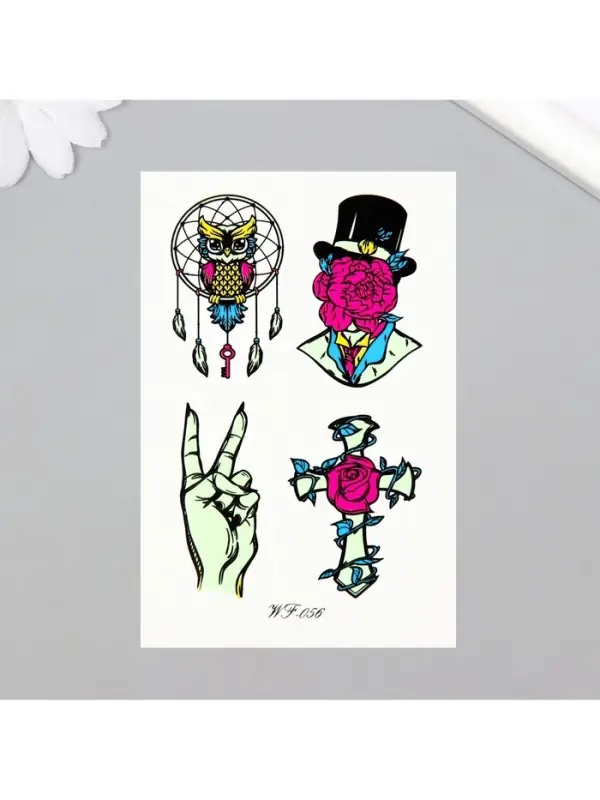 Переводные тату на тело светящиеся цветные &laquo;Загадочный флёр&raquo;, 14.3&times;7.5 см