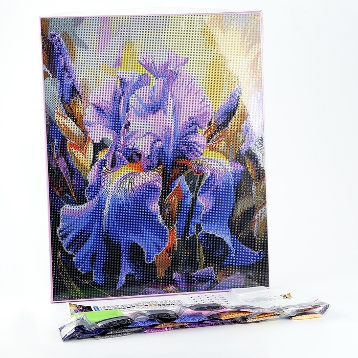 Алмазная мозаика с полным заполнением на холсте с подрамником &laquo;Ирисы&raquo;, 40 х 50 см