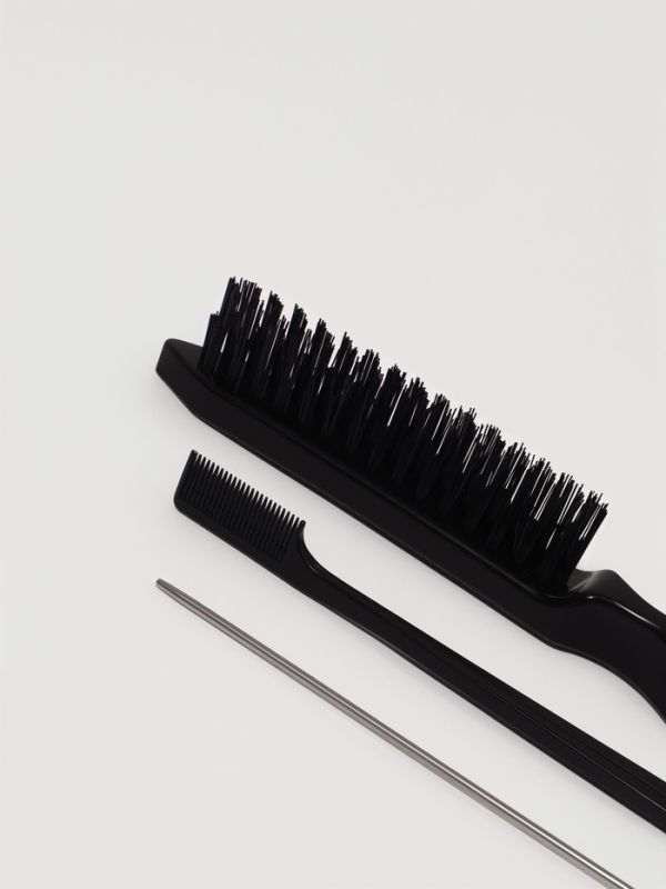 Набор расчесок 3 предмета (щетка, с хвостиком, мини-щетка) пластик черный пакет QF