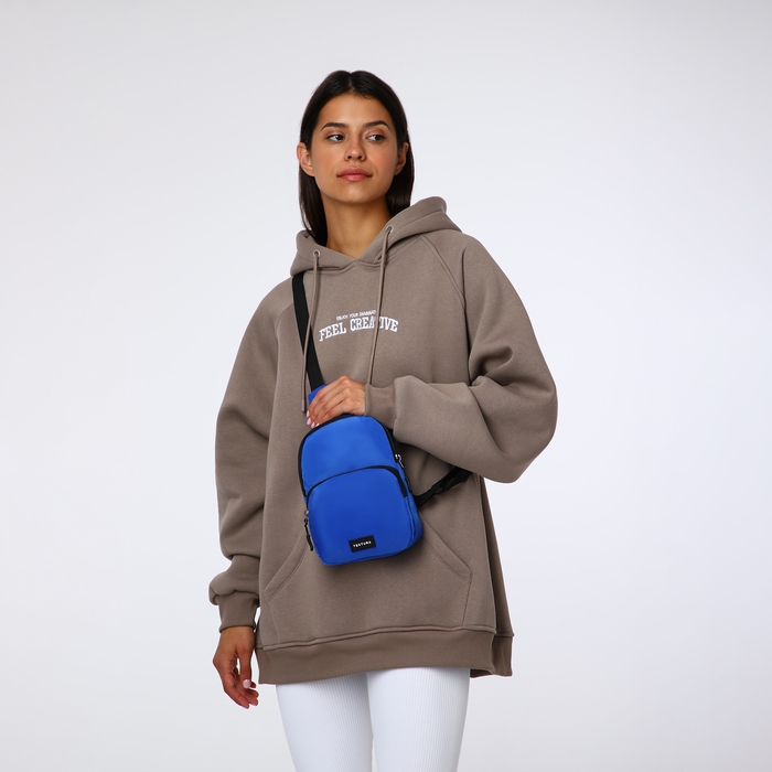 Сумка-слинг на молнии TEXTURA, наружный карман, цвет синий Сумка-слинг на молнии TEXTURA, наружный карман, цвет синий