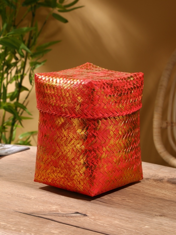 Корзинка плетеная "Голден" 16х16х23 см, розовый