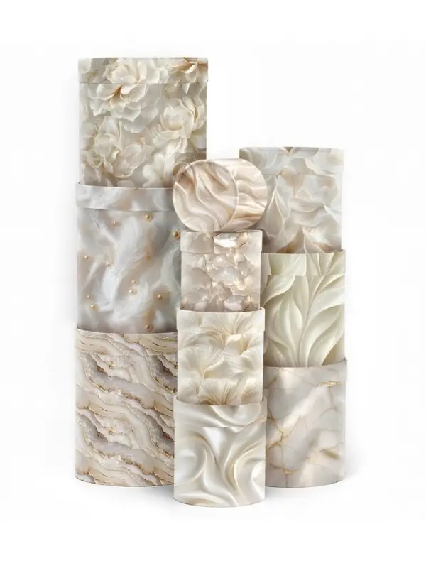 Набор подарочных круглых коробок 10 в 1 &laquo;Бело-золотой&raquo;, 10 х 10 - 23,5 х 23,5 см