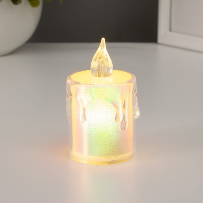 Светодиодная свеча, ночник LED RISALUX &laquo;Радужная&raquo;, 0.3 Вт, 3.5&times;3.5&times;6.5 см