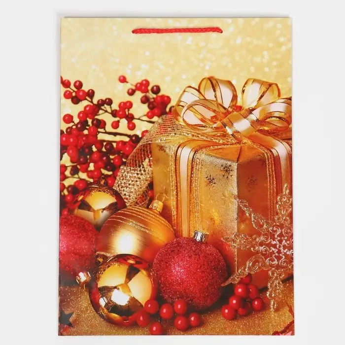 Пакет подарочный новогодний ламинированный &laquo;Поздравляю&raquo;, L 28 х 38 х 9 см