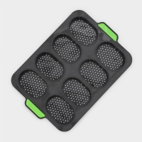 Форма для выпечки с перфорацией &laquo;Булочки&raquo;, силикон, 34,5&times;23&times;2,5 см , 8 ячеек (9,5&times;6,3&times;2,4 см), чёрная