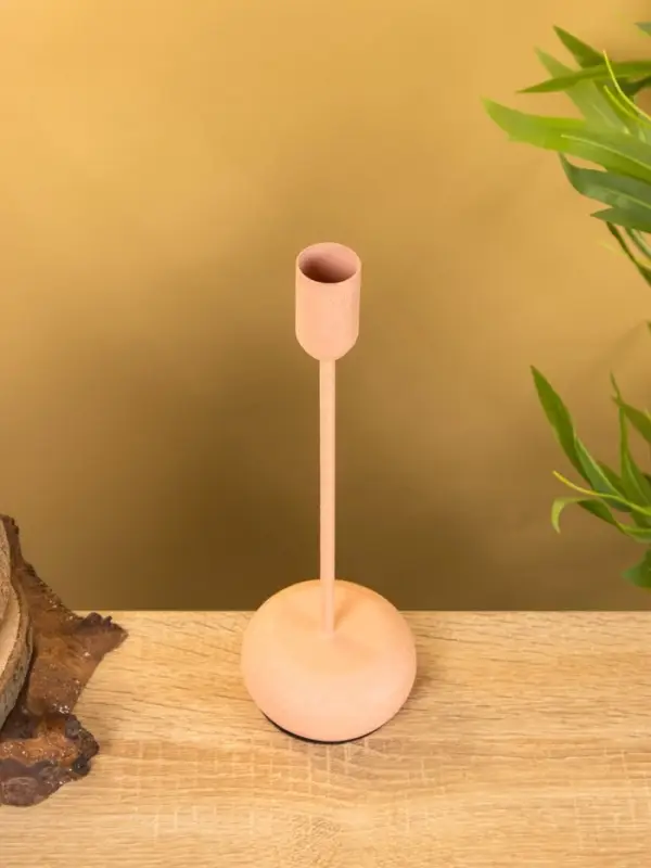 Подсвечник на 1 свечу текстурный "Пудровый" 8х8х25,5 см