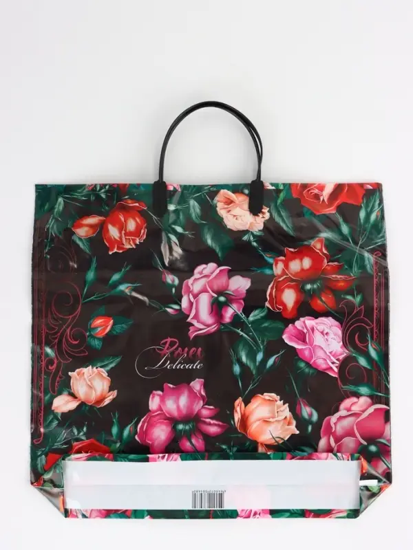 Пакет "Нежные розы, полиэтиленовый, пластиковая ручка 37х35 см 90 мкм
