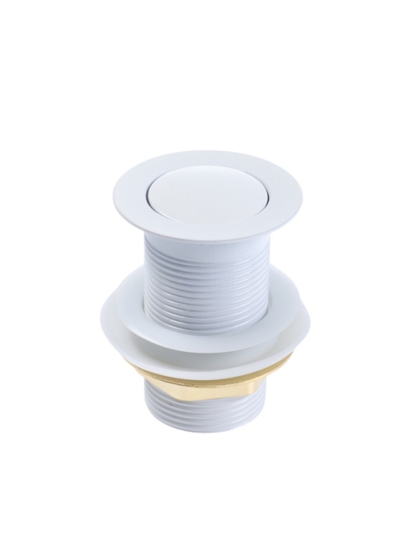 Донный клапан ZEIN engr, маленькая кнопка, без перелива, нержавеющая сталь, белый