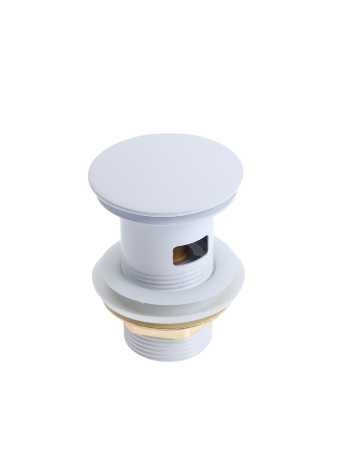 Донный клапан ZEIN engr, большая кнопка, без перелива, нержавеющая сталь, белый