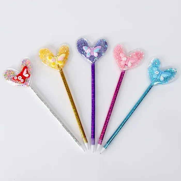 Ручка &laquo;Сердце с бабочкой&raquo;, синие чернила, МИКС