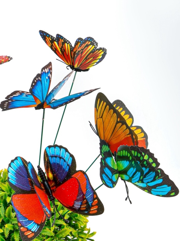 Набор штекеров "Бабочки двойные с блестками" в наборе 15шт, 10см