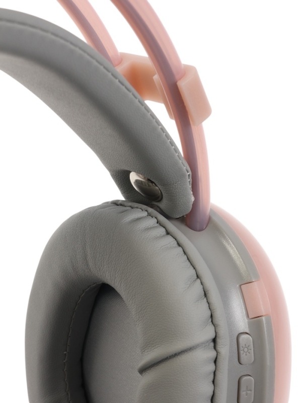 Наушники полноразмерные Mybit W-33, RGB подсветка, BT5.3, 800 мАч, Type-C, розовые