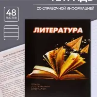 Тетрадь предметная 48 листов в линейку Calligrata &laquo;3D. Литература&raquo;, серые листы