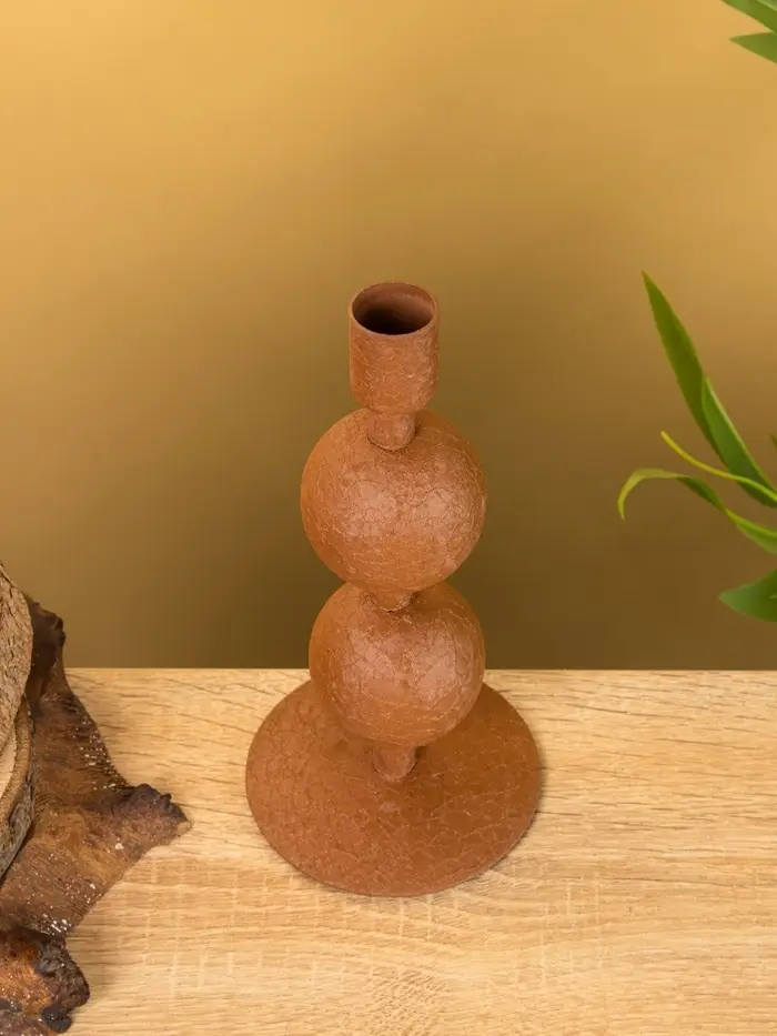 Подсвечник на 1 свечу &laquo;Бисквит&raquo;, с 2 сферами, 8.5&times;8.5&times;18 +/- 1 см