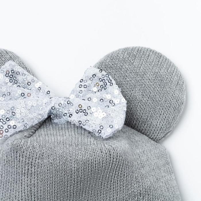 Шапка для девочки, цвет серый меланж, размер 42-46 Шапка для девочки, цвет серый меланж, размер 42-46