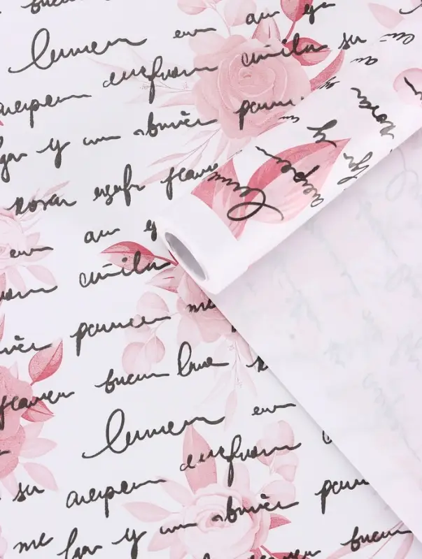 Бумага упаковочная крафт белый &laquo;Розы письмо&raquo;, малиновый/графит, 0.72&times;10&plusmn;5% м, 60 г