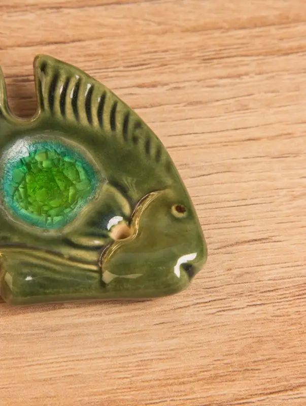 Подставка под благовония "Экзотическая рыбка" керамика, цв. зелёный, 6х5х1 см