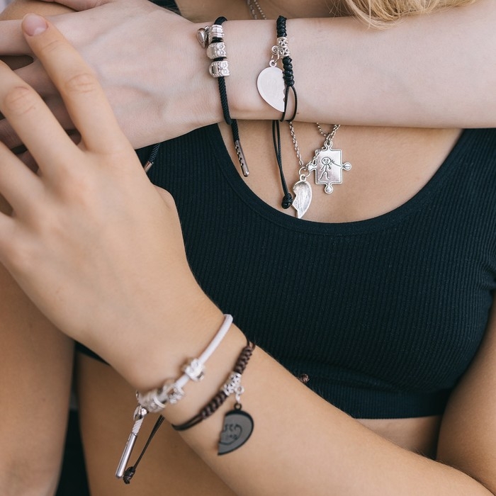 Кулоны &laquo;Неразлучники&raquo; пазлы, цвет чернёное серебро, 45 см