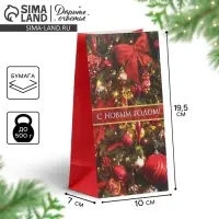 Пакет подарочный без ручек &laquo;С НОВЫМ ГОДОМ!&raquo;, 10&times;19.5&times;7 см