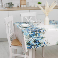 Клеёнка на стол Доляна &laquo;Синие розы&raquo;, на тканевой основе, рулон 20 метров, ширина 137 см, общая толщина 0,22 мм, цвет синий