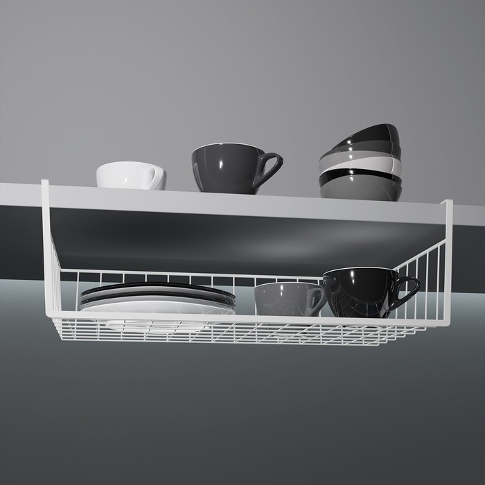 Корзина сетчатая навесная на полку Доляна, 40&times;25,5&times;14 см, цвет белый