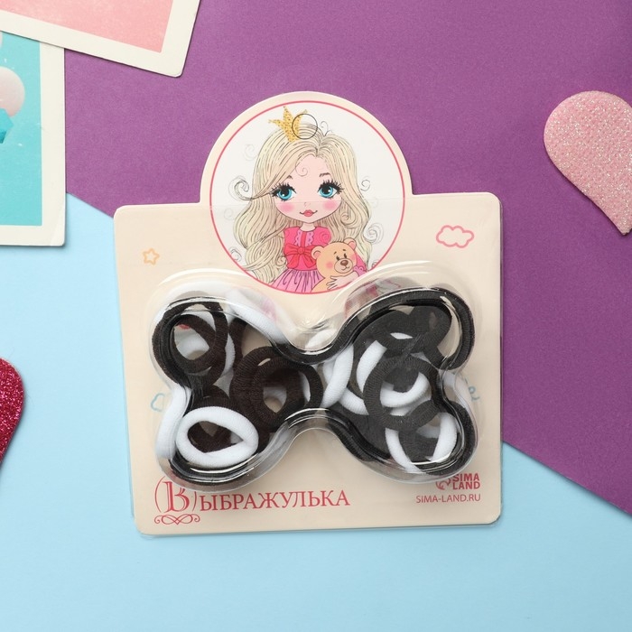 Резинка для волос Резинка для волос "Карусель" (набор 30 шт±2) 2 см, чёрный белый