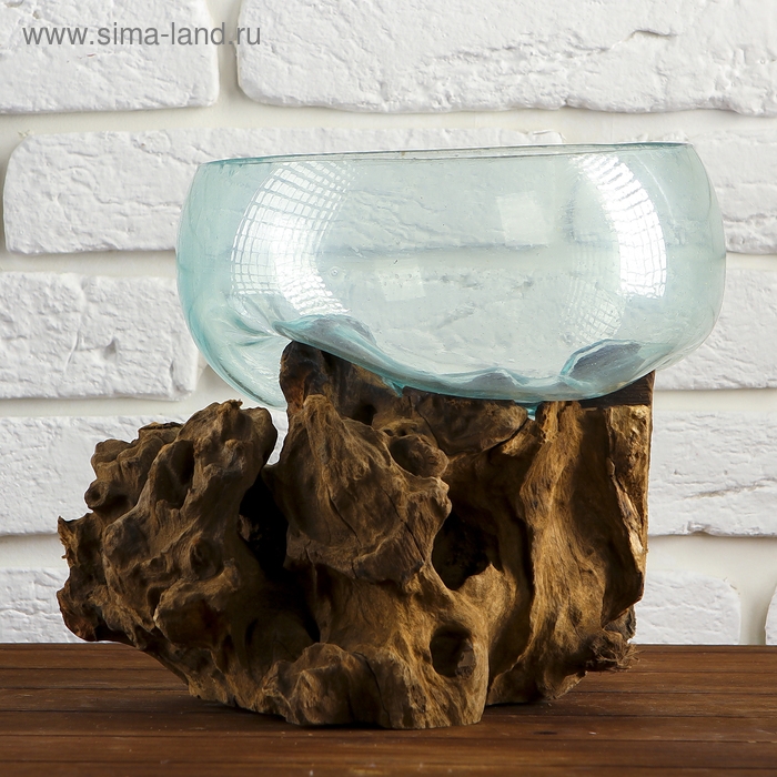 Вазон стекло на дереве "Забота" 20х25х25 см, МИКС