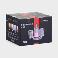 Набор для ванной "Кристалл" 4 предмета (дозатор, 2 стакана, мыльница)