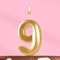 Свеча в торт &laquo;Цифра 9&raquo;, золотая, 6.5 см