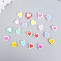 Набор бусин для рукоделия и плетения &laquo;Арт Узор. Сердечки с контуром&raquo;, 20 шт., цветные, PVC, 1&times;1&times;1 см