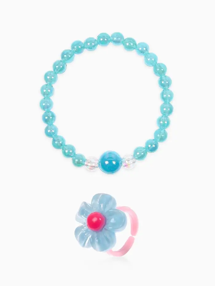 Комплект детский &laquo;Выбражулька. Сердце&raquo;, 4 предмета: клипсы, бусы, кольцо, ободок, МИКС