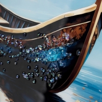 Картина акрил "Лодка под луной" 60х39,5 см