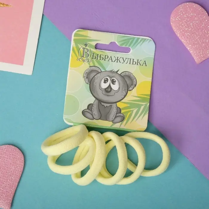 Резинка для волос "Радуга" (набор 6 шт) жёлтый