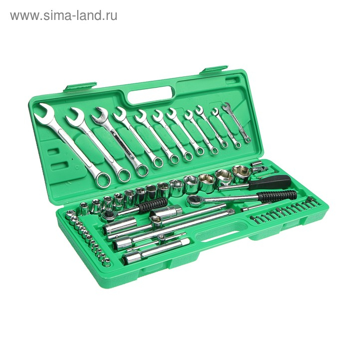 Набор инструментов в кейсе ТУНДРА, автомобильный, 1/2 Набор инструментов в кейсе ТУНДРА, автомобильный, 1/2" и 1/4", 63 предмета