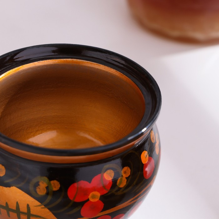 Солонка &laquo;Ягодка&raquo;, малая, с крышкой, 7&times;6 см, хохлома