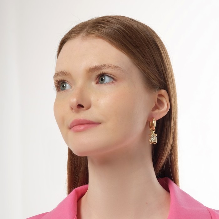 Серьги со съёмным элементом &laquo;Трансформер&raquo; мишка, цвет голубой в золоте